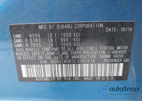 2020 Subaru Impreza Limited 5-Door from USA, damaged, VIN 4S3GTAU61L3703216